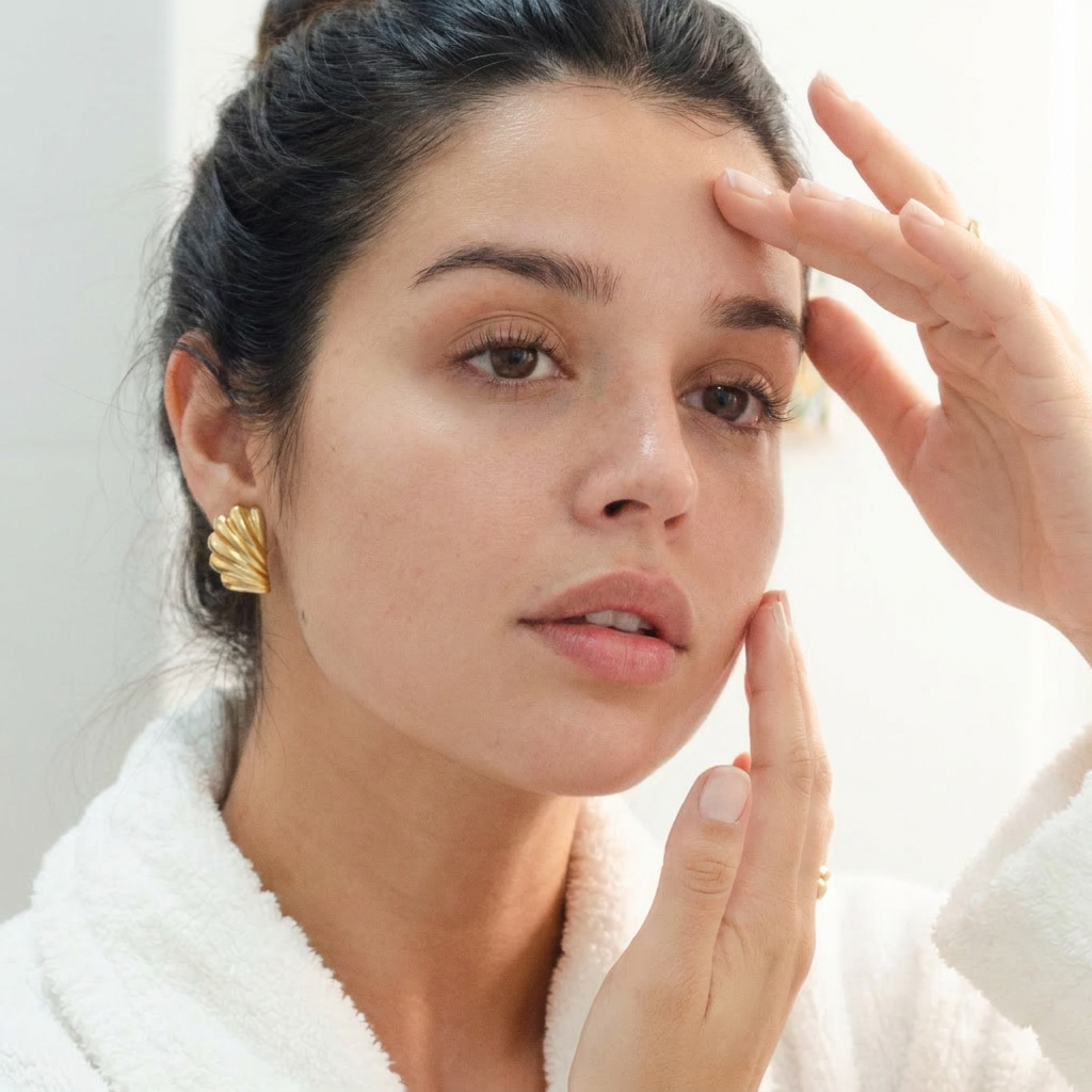 Cleanse your face and dry it completely. Do not apply moisturizer, serum, oil, or other skincare beneath the patches.